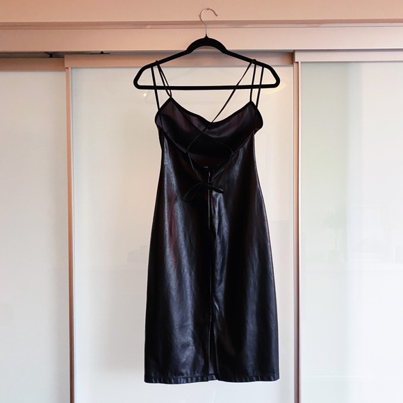NWOT ARITZIA STRAPPY BACK VEGAN LEATHER DRESS - Picture 8 of 13